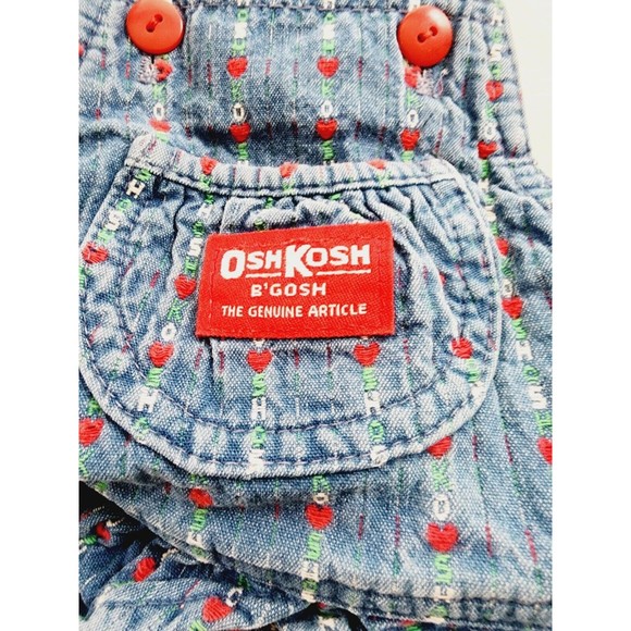 RARE OshKosh B’Gosh Vintage Logo Ruffle Embroidery Spell Out Heart Overalls 3T - Picture 3 of 9
